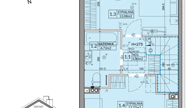 Rzut - Dom na sprzedaż 3 pokoje o powierzchni 72,53 m² - numer 65A w Nova Magdalenka 7 etap VII-VIII