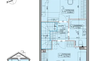 Rzut - Dom na sprzedaż 3 pokoje o powierzchni 72,53 m² - numer 96B w Nova Magdalenka 7 etap VII-VIII