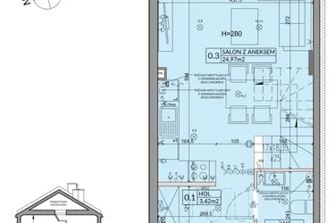 Rzut - Dom na sprzedaż 3 pokoje o powierzchni 65,67 m² - numer 96A w Nova Magdalenka 7 etap VII-VIII