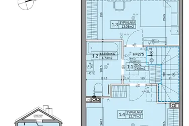 Rzut - Dom na sprzedaż 3 pokoje o powierzchni 72,53 m² - numer 99A w Nova Magdalenka 7 etap VII-VIII