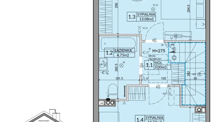 Rzut - Dom na sprzedaż 3 pokoje o powierzchni 72,53 m² - numer 99A w Nova Magdalenka 7 etap VII-VIII