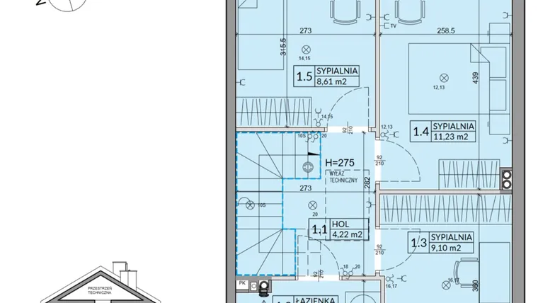 Rzut - Dom na sprzedaż 4 pokoje o powierzchni 82,62 m² - numer 100B w Nova Magdalenka 7 etap VII-VIII