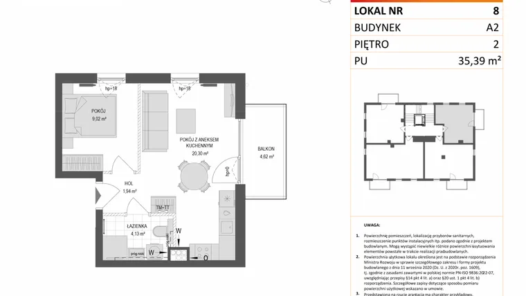 Rzut - Mieszkanie na sprzedaż 2 pokoje o powierzchni 35,39 m² - numer A2.8 w Gdańskie Zacisze