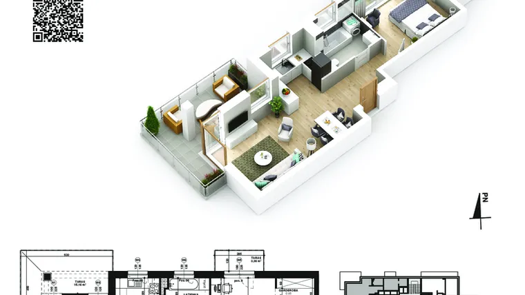 Rzut - Mieszkanie na sprzedaż 2 pokoje o powierzchni 48,78 m² - numer 13 w Piano Park etap VI