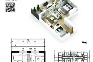 Rzut - Mieszkanie na sprzedaż 2 pokoje o powierzchni 36,28 m² - numer 31 w Piano Park etap VI