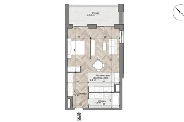 Rzut - Mieszkanie na sprzedaż 1 pokój o powierzchni 52,98 m² - numer 1 w Apartamenty Czysta