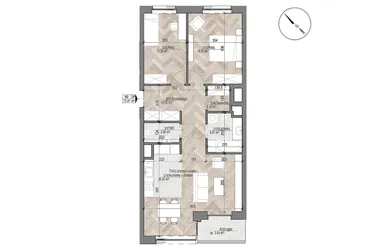 Rzut - Mieszkanie na sprzedaż 3 pokoje o powierzchni 72,91 m² - numer 2 w Apartamenty Czysta