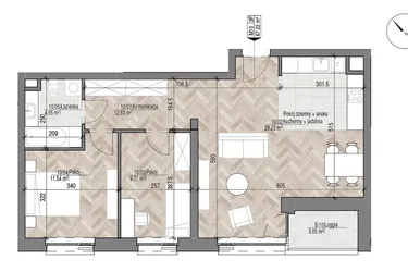 Rzut - Mieszkanie na sprzedaż 3 pokoje o powierzchni 67,22 m² - numer 10 w Apartamenty Czysta