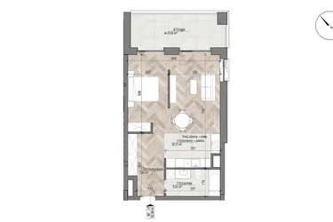 Rzut - Mieszkanie na sprzedaż 1 pokój o powierzchni 52,98 m² - numer 7 w Apartamenty Czysta