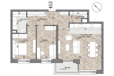 Rzut - Mieszkanie na sprzedaż 3 pokoje o powierzchni 78,35 m² - numer 3 w Apartamenty Czysta