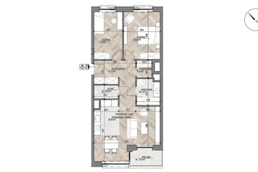 Rzut - Mieszkanie na sprzedaż 3 pokoje o powierzchni 72,91 m² - numer 8 w Apartamenty Czysta