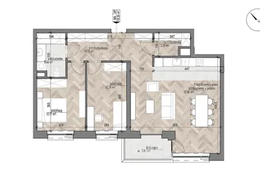 Rzut - Mieszkanie na sprzedaż 3 pokoje o powierzchni 78,35 m² - numer 9 w Apartamenty Czysta