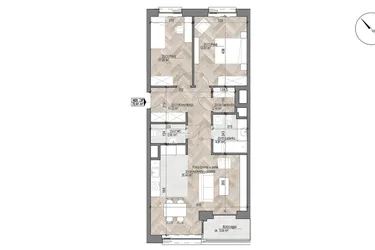 Rzut - Mieszkanie na sprzedaż 3 pokoje o powierzchni 72,91 m² - numer 20 w Apartamenty Czysta