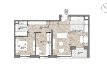 Rzut - Mieszkanie na sprzedaż 3 pokoje o powierzchni 67,22 m² - numer 22 w Apartamenty Czysta
