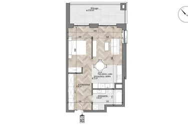 Rzut - Mieszkanie na sprzedaż 1 pokój o powierzchni 52,6 m² - numer 25 w Apartamenty Czysta