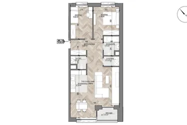 Rzut - Mieszkanie na sprzedaż 3 pokoje o powierzchni 74,05 m² - numer 26 w Apartamenty Czysta