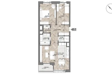 Rzut - Mieszkanie na sprzedaż 3 pokoje o powierzchni 72,91 m² - numer 29 w Apartamenty Czysta