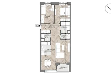 Rzut - Mieszkanie na sprzedaż 3 pokoje o powierzchni 74,05 m² - numer 33 w Apartamenty Czysta