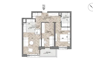 Rzut - Mieszkanie na sprzedaż 3 pokoje o powierzchni 59,19 m² - numer 35 w Apartamenty Czysta