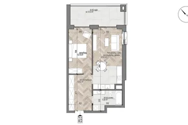 Rzut - Mieszkanie na sprzedaż 2 pokoje o powierzchni 52,26 m² - numer 38 w Apartamenty Czysta
