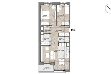 Rzut - Mieszkanie na sprzedaż 3 pokoje o powierzchni 72,91 m² - numer 36 w Apartamenty Czysta
