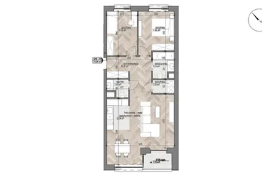 Rzut - Mieszkanie na sprzedaż 3 pokoje o powierzchni 74,05 m² - numer 39 w Apartamenty Czysta