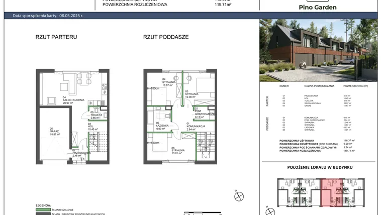 Rzut - Dom na sprzedaż 4 pokoje o powierzchni 116,37 m² - numer C w Pino Garden 1