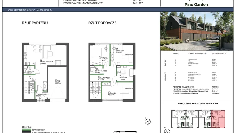Rzut - Dom na sprzedaż 4 pokoje o powierzchni 120,02 m² - numer D w Pino Garden 1