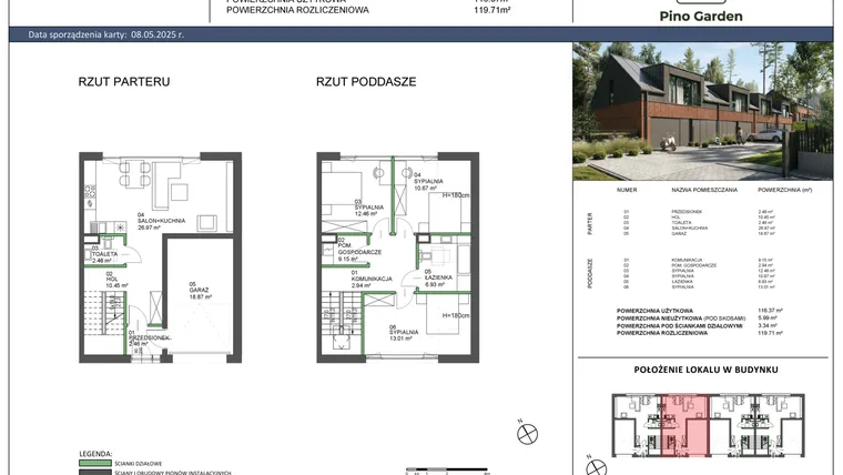 Rzut - Dom na sprzedaż 4 pokoje o powierzchni 116,37 m² - numer B w Pino Garden 1