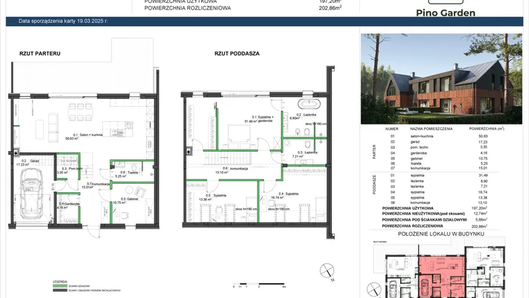 Rzut - Dom na sprzedaż 5 pokoi o powierzchni 197,2 m² - numer M-2 w Pino Garden 2