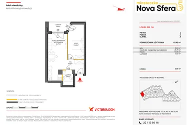 Rzut - Mieszkanie na sprzedaż 2 pokoje o powierzchni 43,62 m² - numer 56 w Miasteczko Nova Sfera 5