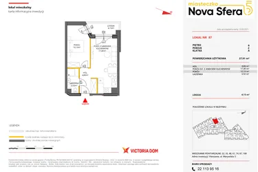 Rzut - Mieszkanie na sprzedaż 2 pokoje o powierzchni 37,91 m² - numer 87 w Miasteczko Nova Sfera 5