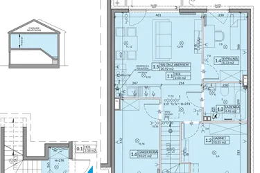 Rzut - Mieszkanie na sprzedaż 4 pokoje o powierzchni 62,57 m² - numer 58B w Domy na Witosa etap 2A i 2B