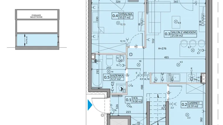 Rzut - Mieszkanie na sprzedaż 3 pokoje o powierzchni 53,49 m² - numer 55A w Domy na Witosa etap 2A i 2B