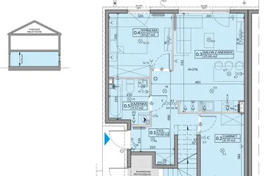 Rzut - Mieszkanie na sprzedaż 3 pokoje o powierzchni 53,49 m² - numer 63A w Domy na Witosa etap 2A i 2B
