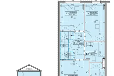 Rzut - Mieszkanie na sprzedaż 4 pokoje o powierzchni 82,75 m² - numer 69A w Domy na Witosa etap 2A i 2B