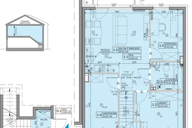 Rzut - Mieszkanie na sprzedaż 4 pokoje o powierzchni 62,57 m² - numer 68B w Domy na Witosa etap 2A i 2B