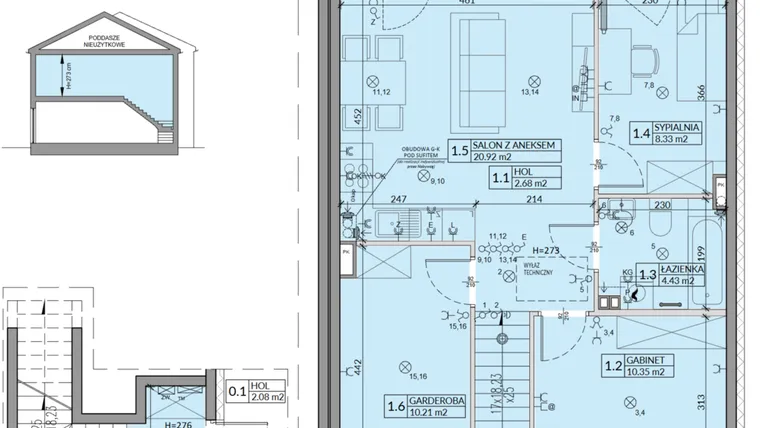 Rzut - Mieszkanie na sprzedaż 4 pokoje o powierzchni 62,57 m² - numer 68B w Domy na Witosa etap 2A i 2B