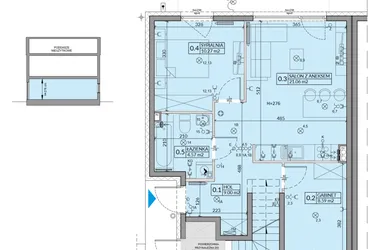Rzut - Mieszkanie na sprzedaż 3 pokoje o powierzchni 53,49 m² - numer 65A w Domy na Witosa etap 2A i 2B