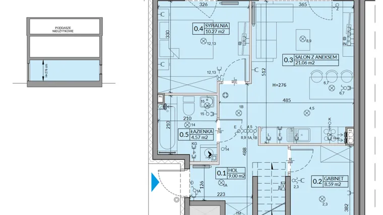 Rzut - Mieszkanie na sprzedaż 3 pokoje o powierzchni 53,49 m² - numer 65A w Domy na Witosa etap 2A i 2B