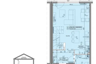 Rzut - Mieszkanie na sprzedaż 4 pokoje o powierzchni 82,75 m² - numer 70B w Domy na Witosa etap 2A i 2B