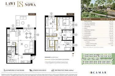 Rzut - Mieszkanie na sprzedaż 4 pokoje o powierzchni 98,37 m² - numer 11A w Lawinowa 18