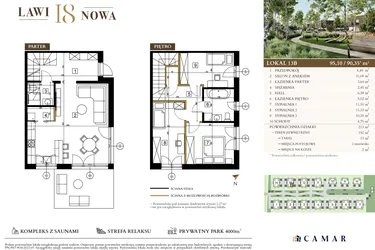 Rzut - Mieszkanie na sprzedaż 4 pokoje o powierzchni 90,35 m² - numer 13B w Lawinowa 18