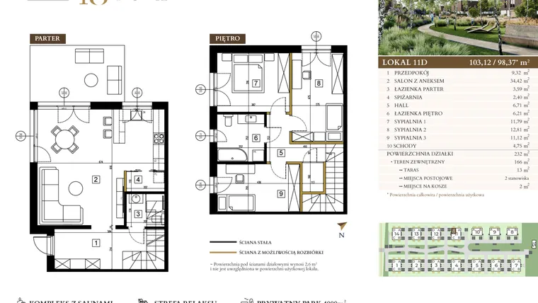 Rzut - Mieszkanie na sprzedaż 4 pokoje o powierzchni 98,37 m² - numer 11D w Lawinowa 18