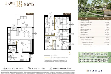 Rzut - Mieszkanie na sprzedaż 4 pokoje o powierzchni 90,35 m² - numer 5A w Lawinowa 18