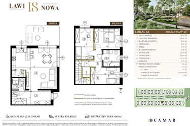 Rzut - Mieszkanie na sprzedaż 4 pokoje o powierzchni 98,37 m² - numer 4A w Lawinowa 18