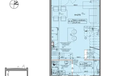 Rzut - Dom na sprzedaż 3 pokoje o powierzchni 62,3 m² - numer 32A w Osiedle Stokrotki etap 4 i 5