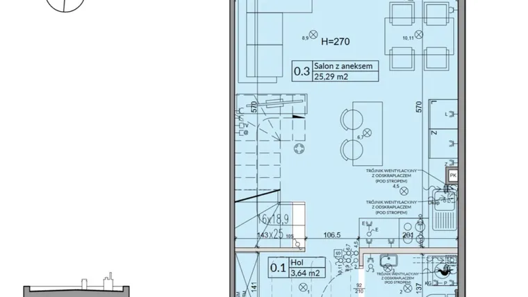 Rzut - Dom na sprzedaż 3 pokoje o powierzchni 62,3 m² - numer 35B w Osiedle Stokrotki etap 4 i 5