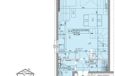 Rzut - Dom na sprzedaż 3 pokoje o powierzchni 68,42 m² - numer 31A w Osiedle Słoneczne etap IV