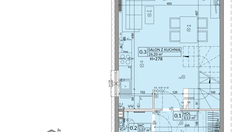 Rzut - Dom na sprzedaż 3 pokoje o powierzchni 68,42 m² - numer 31A w Osiedle Słoneczne etap IV